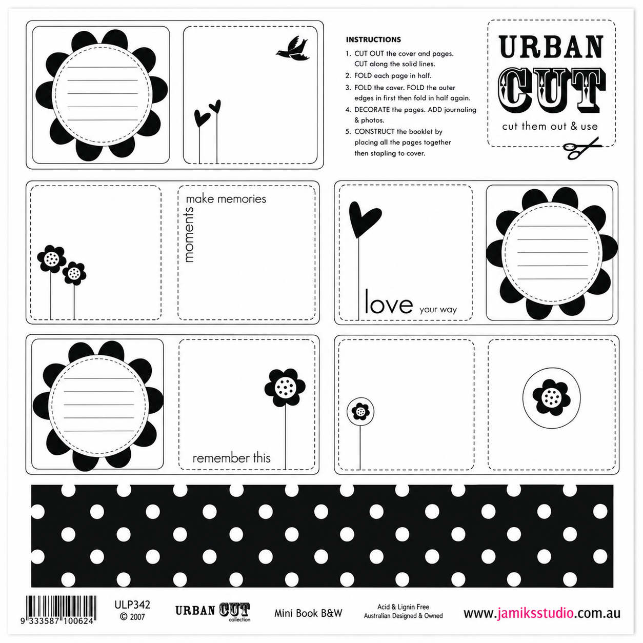 Urban Lily | Cut Collection | Mini Book B&W